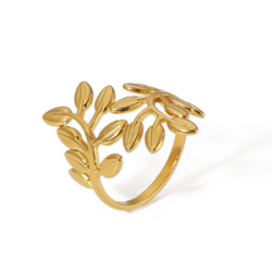 Anillo Dorado Olivo Acero Inoxidable  C691