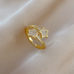 Anillo Estrellas Chapa de Oro  1Q3