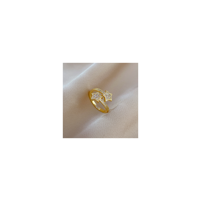 Anillo Estrellas Chapa de Oro  1Q3