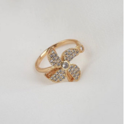 Anillo Flor Dorado Ajustable Gira Chapa de Oro 2Q1