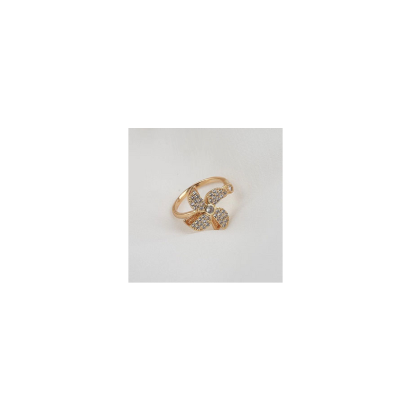 Anillo Flor Dorado Ajustable Gira Chapa de Oro 2Q1