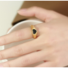 Anillo Dorado Corazon Negro Acero Inox