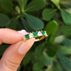 Anillo Corazones Verde Ajustable Chapa de Oro Az222