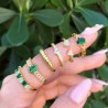 Anillo Corazones Verde Ajustable Chapa de Oro Az222