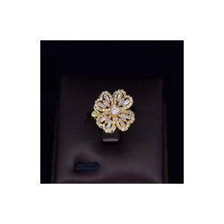 Anillo Flor Gira Ajustable Chapa de Oro 2Y4