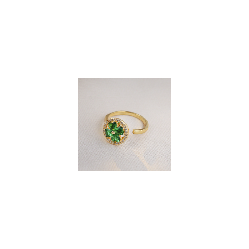 Anillo Gira Verde Chapa de Oro 2X1
