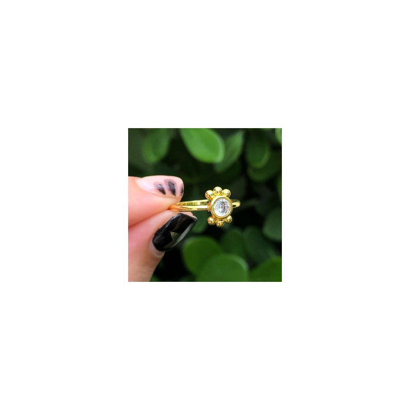 Anillo Zirconias Talla 7 Chapa de Oro Az251