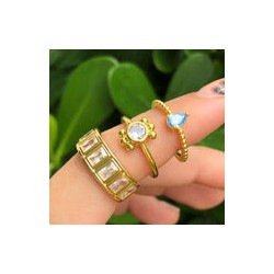 Anillo Zirconias Talla 7 Chapa de Oro Az251