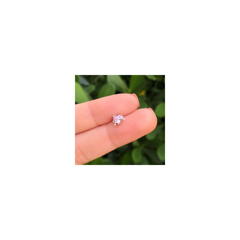 Arete Aro Love Plateado UNA PIEZA Chapa de Oro Az298