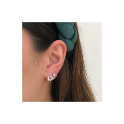 Arete Aro Love Plateado UNA PIEZA Chapa de Oro Az298