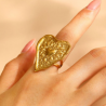 Anillo Gran Corazon Dorado  Acero Inoxidable    1Y3
