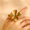 Anillo Gran Flor Dorada  Acero Inoxidable   2B6