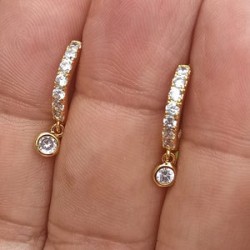 Aretes  Zirconias Chapa de Oro 14K Az92