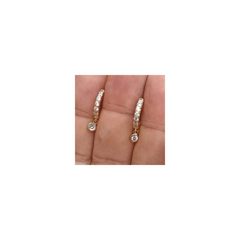 Aretes  Zirconias Chapa de Oro 14K Az92
