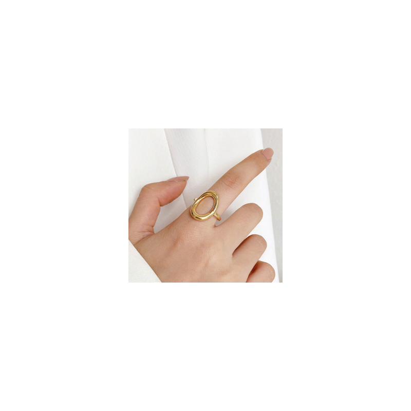 Anillo Oval Dorado Acero Inox  C646