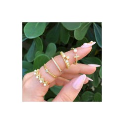 Anillo Perlas Ajustable Chapa de Oro AZ236