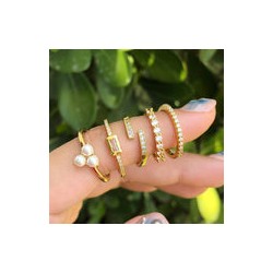 Anillo Perlas Chapa de Oro AZ117