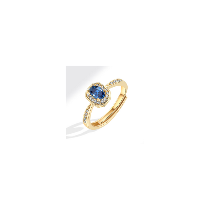Anillo Piedra Azul Chapa de Oro   C637