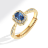 Anillo Piedra Azul Chapa de Oro   C637