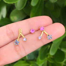 Aretes 3 Piedras Chapa de Oro AZ90