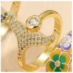 Anillo Sirena Brillante Dorado Chapa de Oro  1j1