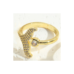 Anillo Sirena Brillante Dorado Chapa de Oro  1j1