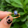 Anillo Zirconia Azul Chapa de Oro Ajustable Az9