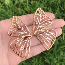 Aretes Alas Oro Rosa Mariposa  2W1
