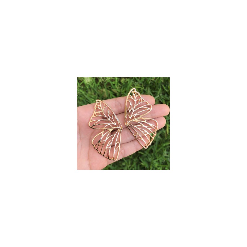 Aretes Alas Oro Rosa Mariposa  2W1