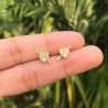 Aretes  Corazon Blanco Chapa de Oro Az149