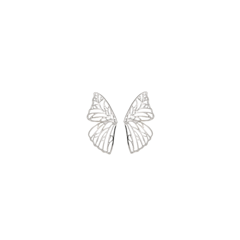 Aretes Alas Plateadas Mariposa  2M7