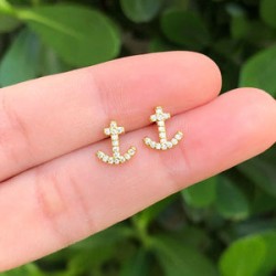 Aretes Ancla Chapa de Oro AZ232