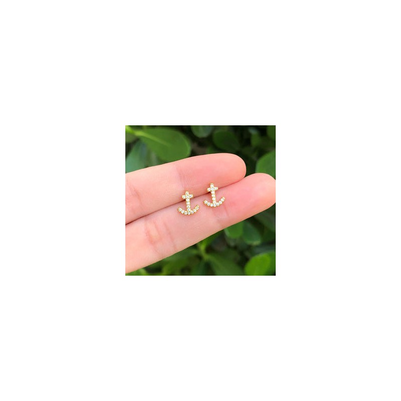 Aretes Ancla Chapa de Oro AZ232