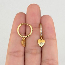 Aretes Arracada Corazon  Chapa de Oro Az50