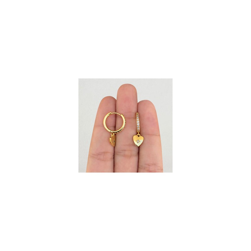 Aretes Arracada Corazon  Chapa de Oro Az50