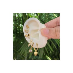 Aretes Arracada Corazon  Chapa de Oro Az50