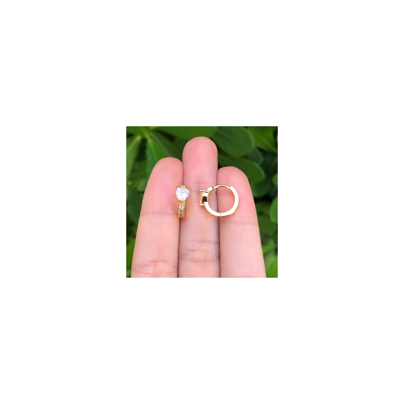 Aretes Arracada Corazon Blanco Chapa de Oro Az159