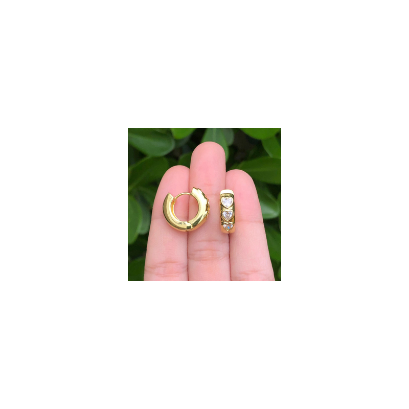 Aretes Arracada Corazon Blanco Chapa de Oro Az427