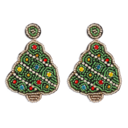 Aretes Arbolito Chaquiras Navidad  1i4