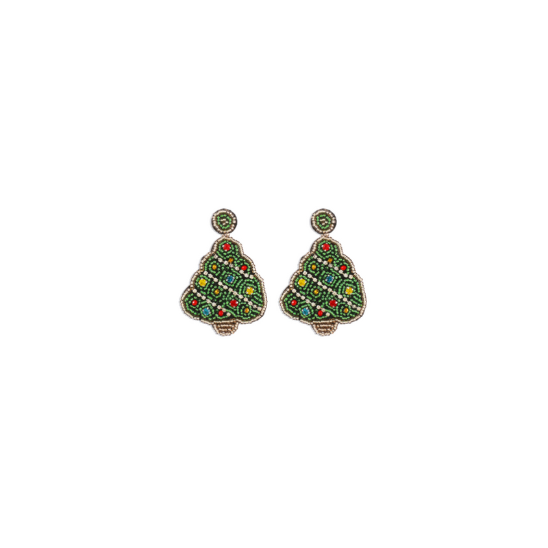 Aretes Arbolito Chaquiras Navidad  1i4