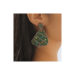 Aretes Arbolito Chaquiras Navidad  1i4