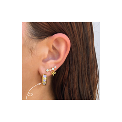 Aretes Arracada Corazon Rosa Chapa de Oro AZ170