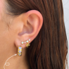 Aretes Arracada Corazon Rosa Chapa de Oro AZ170