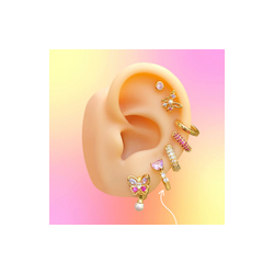 Aretes Arracada Corazon Zirconia Rosa Chapa de Oro Az171