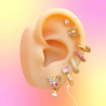 Aretes Arracada Corazon Zirconia Rosa Chapa de Oro Az171
