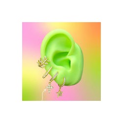 Aretes Arracada Cruz Chapa de Oro AZ59
