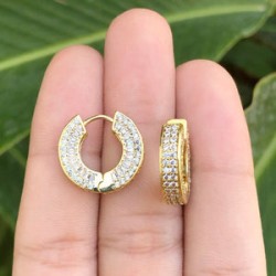 Aretes Aro Elegante Chapa de Oro  C684