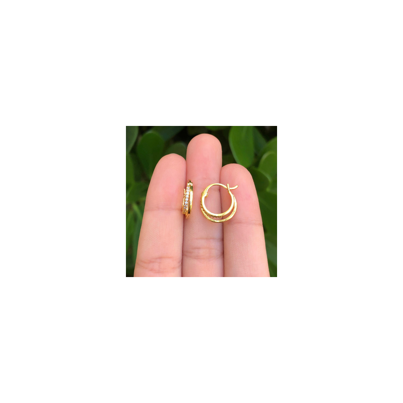 Aretes Arracada Doble Chapa de Oro Az173