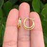 Aretes Arracada Doble Chapa de Oro Az173