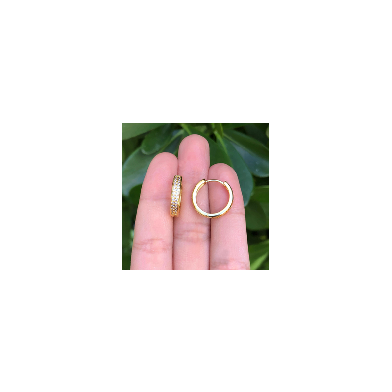 Aretes Arracada Doble Vista Chapa de Oro Az218